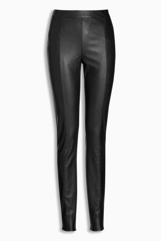 Black leather look leggings